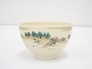 京焼　色絵風景図茶碗
